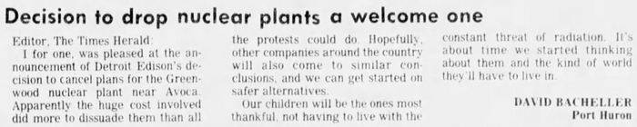 Greenwood Nuclear Power Plant (Cancelled) - April 1980 Resident Approves Of Cancellation